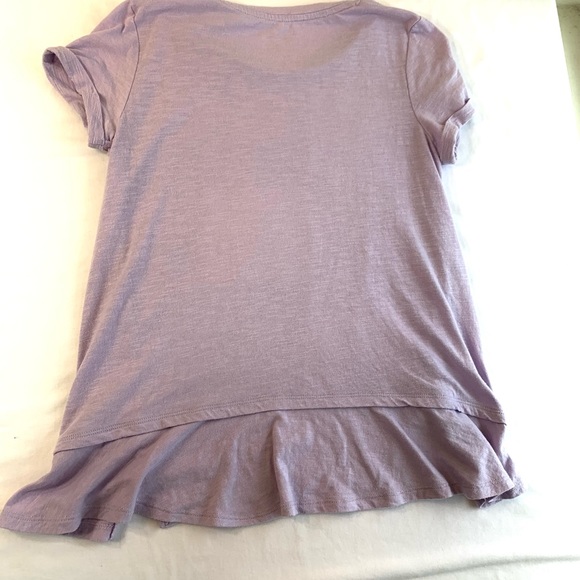 Purple short sleeve T-shirt shooting stars ruffle on back size 10/12 - Picture 5 of 7